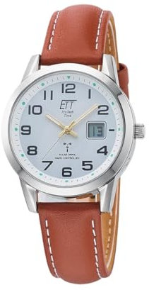 ETT Eco Tech Time Funk Solar Damen Uhr Analog mit Leder Armband ELS-11616-61L