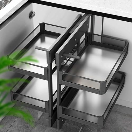 MAHNFEID Mueble Esquinero Ciego Extraíble con Cierre Suave Armario Organizador Alacena Almacenaje Gabinetes De Cocina con Cesta Extraíble con 4 Cajones del Gabinete De Almacenamiento Deslizables