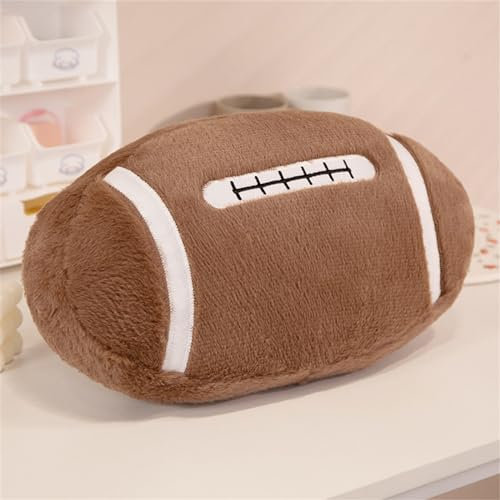 Ueiwffzo 35cm Plüsch Basketball Kissen, Niedlich Kugelförmige Ballkissen, Weiche Baseball, Rugby, Volleyball, Tennis, Fußball, Basketball Stofftier kreative Zimmer Dekorationen Party Geschenk (Rugby)