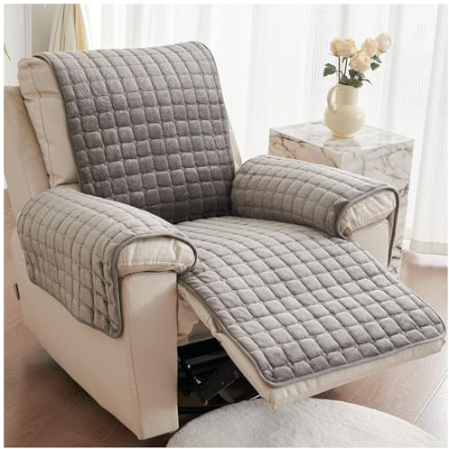 NNSMUN Sofa Armlehnenbezüge, Sesselschoner Sesselauflage, Fernsehsessel Schutzbezug Anti-Rutsch, Abnehmbar Sesselüberzug für Zuhause mit Kindern und Haustieren Hund (Dunkelgrau,53x190cm)