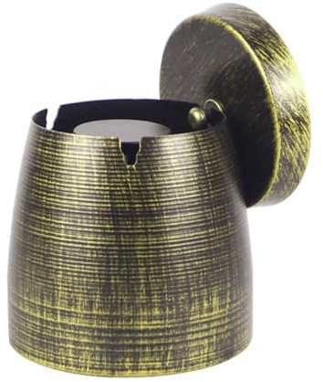 Ruayia Aschenbecher mit Decke, Sturmaschenbecher Windaschenbecher Edelstahl, Sturmaschenbecher mit Rutschfest Boden, Standaschenbecher für Draußen und Innen - Kleinformat - Kupferfarbe