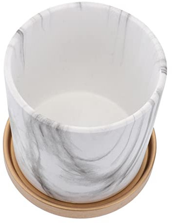 BCOATH Marble Planter Mit Drainage Runder Blumentopf Für Innen Außen Stylischer Pflanztopf Für Sukkulenten Kleine Langlebiges Design