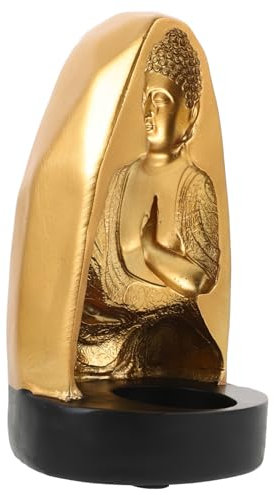 CIMAXIC Kerzenhalter Buddha-Kopf Aus Kunstharz Deko Figur Kerzenständer Für Schreibtisch
