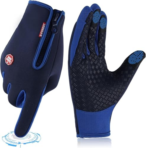 ActFun Winter Gloves Women Windproof Heat Warm Thermal Gloves Men, Anti Slip Touchscreen Cycling Gloves, Outdoor Sport Running Driving Walking Biking Riding Motorcycle Cold Weather Ladies Glove,Blue