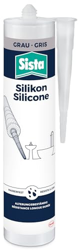 Sista Sanitär Silikon, schimmelresistenter Silikon Dichtstoff für den Sanitärbereich, sauer vernetzende Dichtmasse für viele Anwendungen, 1x280ml Kartusche, Grau