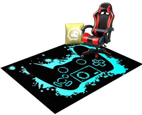 Schreibtischstuhlmatte für Gaming-Stuhl, 90 x 120 cm, Bodenschutzmatte für Bürostuhl, rutschfeste rechteckige Matte für Computertisch, Mehrzweck-Matte für Hartholzböden, Schwarz