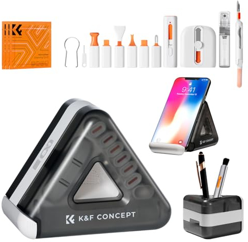 K&F Concept tangentbordsrengöringssats, elektronikrengöring, laptop-rengöringssats, elektronikverktyg, 25-i-1 multiverktygssats för telefoner, surfplatta, dator, PC-skärm, TV-kameralins med 10 ml