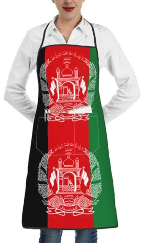 ERSDWRE Schürze mit Flagge von Afghanistan, für Damen, mit Taschen, Kochschürze, Servierschürze, Zuhause, Restaurant, Küche, Backen, weiß, One size