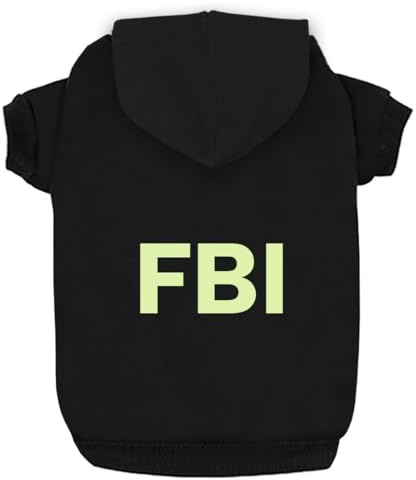 Izefia Kapuzenpullis für Hunde Kapuzenpullis Kleidung FBI Muster Fluoreszierende Reflektierende Streifen Pullover Schweißshirt Warme Baumwolle Hund Kapuzenpullis für Kleine Hund Katze
