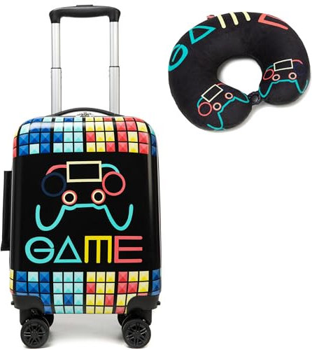 HTgroce 2tlg Kinderkoffer Set, Kinder Reisekoffer mit Kofferanhänger, Reisetrolley mit Rollen für Kinder Kinderkoffer Jungen