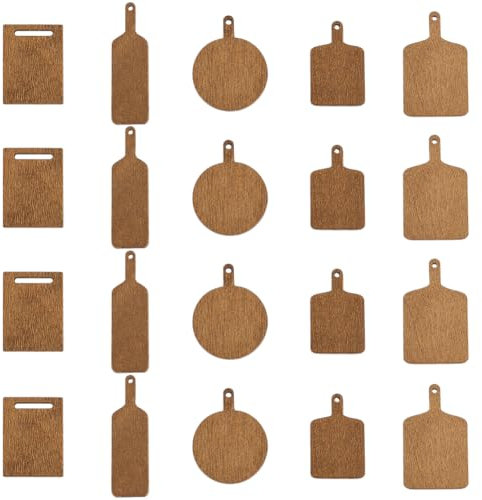 GOMAKERER 5pcs Mini Planche à Découper en Bois Planche à Découper pour Maison de Poupée avec Poignée en Bois pour Hacher la Charcuterie et la Mise en Scène de la Cuisine de la Maison de Poupée