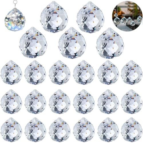 20 Stück Kristalle Zum Aufhängen Funkeln Prisma Kristall Mit 20 Metallring Kristalkugel Prism Anhänger Sonnenfänger Kristal Kristal Glas Prism Feng Shui Sonnenfänger Kristal Für Fenster