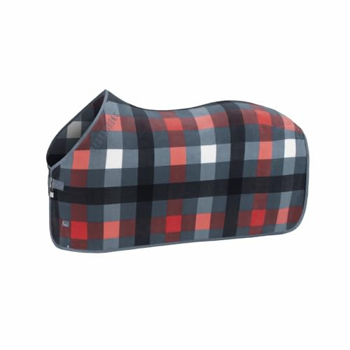 Eskadron Classic Sports Abschwitzdecke Fleece Check, Größe:125 cm, Farbe:Steel Blue - White - Navy - Coral Blossom
