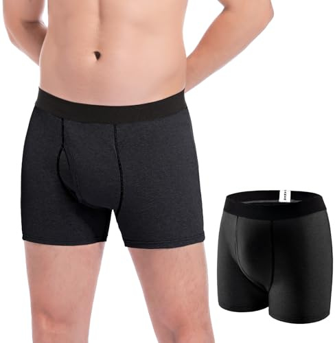 Carer - Ropa interior lavable para incontinencia para hombre, reutilizable, para hombre, protección contra fugas de vejiga, 100 ml, absorción frontal, algodón, a prueba de fugas, color negro, talla