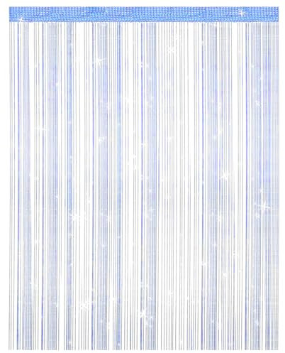 SULIVES Tenda a fili per porta, elegante divisorio con nappa, per decorazione della casa, blu (100 x 200 cm)