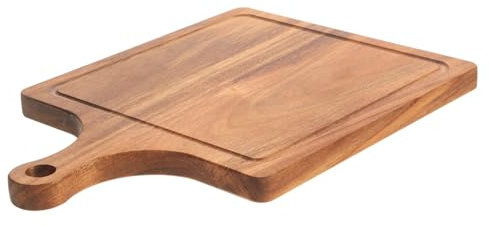 LOPUNER Tabla de Cortar con Asa de Madera Maciza para Pizza y Pan