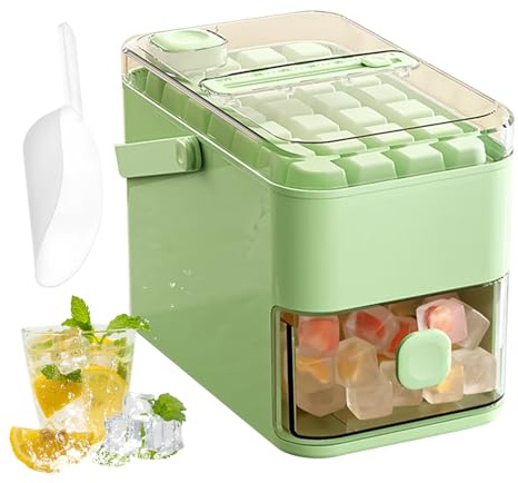 Ice Cubes Tray for Freezer, Food-Grade Ice Cubes Moulds, 56Pcs Ice-Cubes Tray with Lid and Bin, Release All Ice-Cubes in A Press, with Ice-Scraper, Easy Release Ice Maker for Juice Whiskey