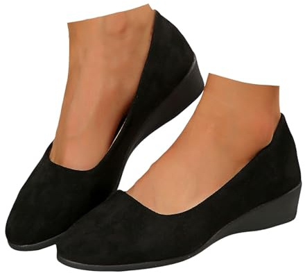 Xbemkste Ballerinas Women's Flat Shoes Lace Toe Ballet Shoes Slip On Shoes Women's Elegant Dress Shoes Comfortable Summer Shoes Walking Shoes for Office, Everyday Use, black, 8 UK