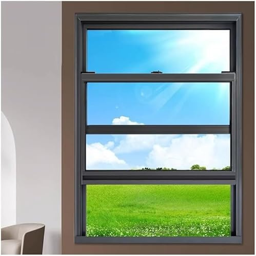 Flächenbündige Schiebefenster, Horizontale Schiebefenster Mit Gehärtetem Glas, Mit Griff Aluminium-servicefenster, Mobile Business-schiebefenster Für Scheunengaragen, Black, 45X130CM