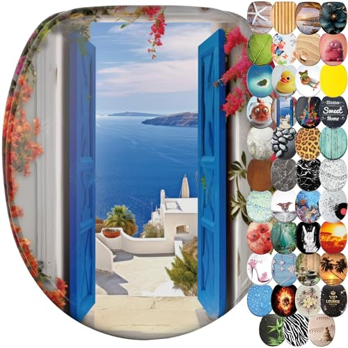 Sanilo Toilettendeckel mit Absenkautomatik, hochwertiger WC Sitz, einfache Montage, stabile Scharniere (Greece)