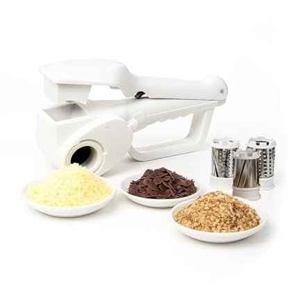 Wintem - Elektrische Käsereibe, kabellos, wiederaufladbar mit 3 Edelstahl-Aufsätzen, Schnelltaste zum Reiben von Käse und Gemüse, ideal für den täglichen Gebrauch und leicht zu reinigen