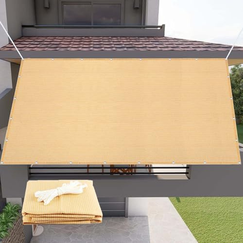 Tenda a Vela 160 x 360 cm Poliestere Traspirante Ombreggiante Traspirante Idrorepellente, con Corde di Supporto per Esterno, Giardino e Terrazza, Piscina, Color Crema