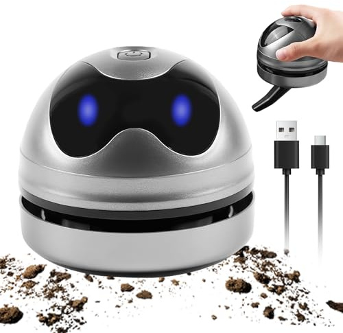 SPORWAY Aspirateur de table, petite aspirateur à main, rechargeable par USB, forte puissance d'aspiration, nettoyeur de poussière électrique, pour clavier, bureau, canapé (gris)