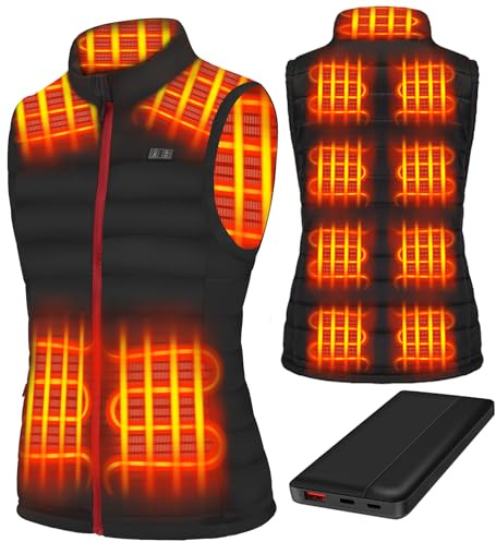 Heated Body Warmer for Women, Heated Gilet Womens with Battery Pack, Womens Heated Gilet, Lightweight Heated Vest Slim Fit Women Outerwear Vest(Black,M)