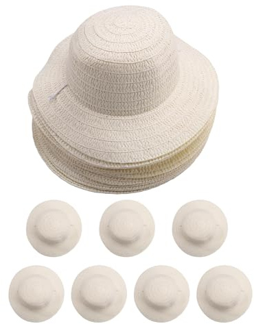 Aboiled Juego de 20 piezas de sombrero de paja DIY para playa, verano, trabajo, sombreros de ala ancha para hombres, mujeres, niños, decoración para fiesta de cumpleaños de vaquero