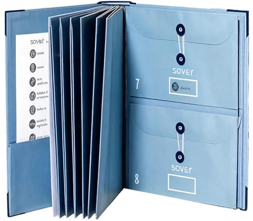 Dokumentenmappe A4, Mappe mit Separaten Fächern, Fächermappe A4, Dokumententasche, Mehrzweck Schnellhefter, Document Organizer für Zuhause, Büro, Schule und Auf Reisen, 33 * 27 * 1.5cm (Blau)