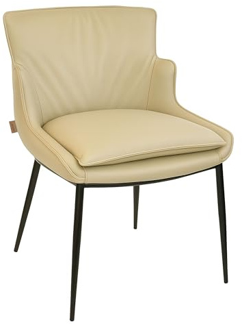 SIX Komfortabler Lusso Echtleder Stuhl - Hochwertiges Rindsleder, belastbar bis 150 kg, ergonomisch, stabil, ideal für Esszimmer, Büro, Konferenzraum - in Schwarz (Sand)