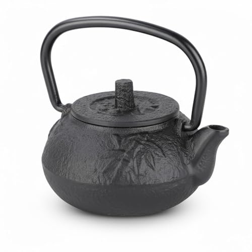 WAHEWUD Mini Tetera de Hierro Fundido, Tetera Japonesa de Tetsubin, Hierro Negro con Mango de Cobre y Boquilla de Gancho Recto, Juego de Té Gongfu Adorno Decorativo de Escritorio 50ml
