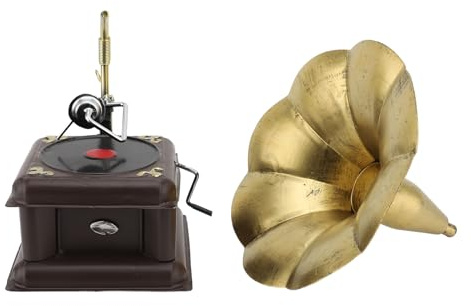 Vintage-Phonograph-Modell, Eisen, erosionsbeständig, Retro-Phonograph, Grammophon, Ornament, Klassische Musik-Player-Dekoration für Zuhause, Büro, Schreibtisch, Tisch, (Bronze)