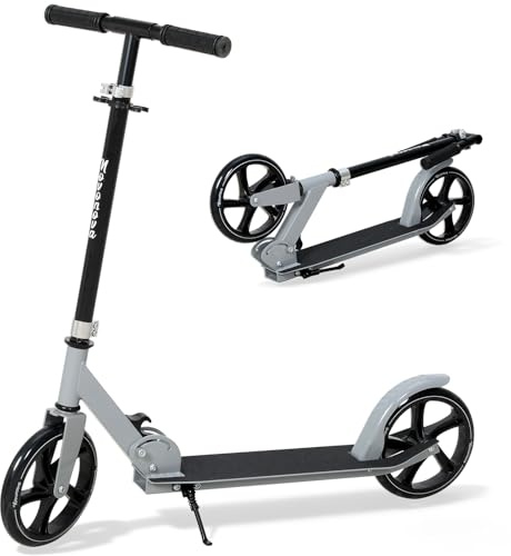 NOVONOVA Patinete Scooter Plegable, Patinetes para niños y niñas, 9-14 años con Manillar Ajustable 88-98.5cm, Patinete con 2 Ruedas Grandes 200mm y Freno Posterior, Máx. 100kg (Gris)