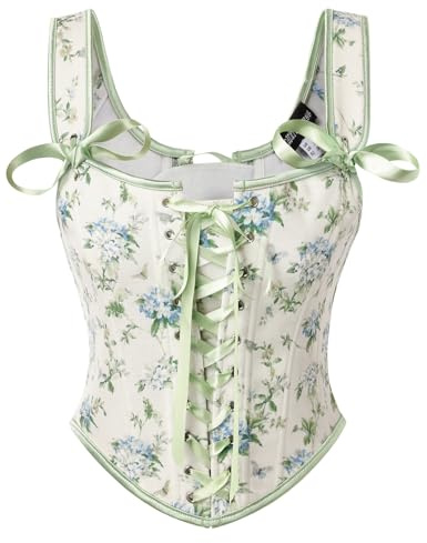 Scarlet darkness kvinnor renässans korsett snörning u-hals blommig korsett topp formkläder bustier