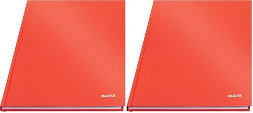 Leitz A4 Notizbuch kariert, 160 Seiten, 80 Blatt FSC zertifiziertes 80 g/m² Papier, Stabiler, kratzfester Hardcover-Einband, Für Büro, Schule oder als Tagebuch, Solid Serie, Hellrot, 46640020