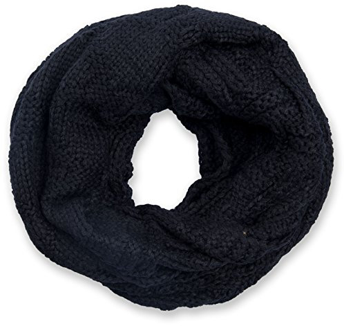 styleBREAKER Unisex Strick Loopschal mit Gitter- und Rippenmuster, Uni Feinstrick Schlauchschal, Winter Strickschal 01018155, Farbe:Schwarz