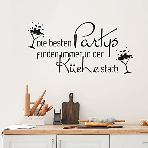 GRAZDesign Wandtattoo Küche Sprüche Die besten Partys | Küchenaufkleber selbstklebend - 61x30cm / 070 schwarz