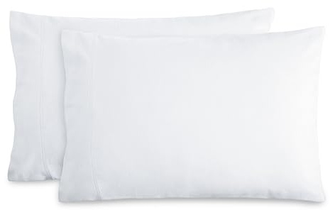 Bare Home Flannel Standard Pillowcases Set of 2-100% Cotton - Velvety Soft & Cozy - Double Brushed Heavyweight Flannel Pillowcases (Standard Pillowcase Set of 2, White)