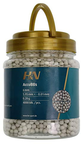 H&N Sport 6 mm AccuBBs - 0,20g - 4000 STK. BB Airsoft Munition Softair Kugeln für Airsoft Pistole Sniper Air Soft Gewehr 6mm Waffen Softair Zubehör BBS