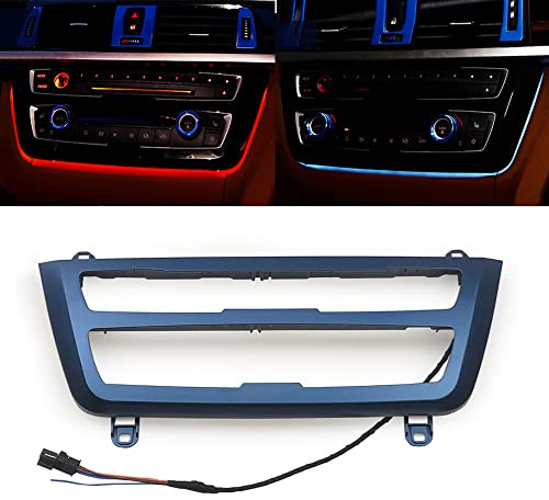 Car Inner Air Condition A/C Panel LED Lighting Ambient Light Trim Accessories For BMW 3 4 Series 3GT F30 F36 M3 M4 Center Control Two-color Atmosphere Lamp Panel Replacement Cover (Sport Blue)