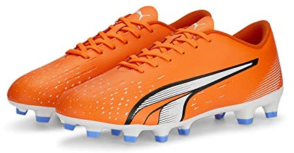 PUMA Men's Sport Shoes ULTRA PLAY FG/AG Soccer Shoes, ULTRA ORANGE-PUMA WHITE-BLUE GLIMMER, 43
