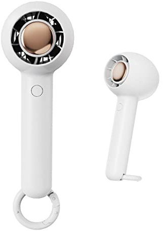 Mini Ventilador de Mano Portátil/Ventilador de Escritorio Recargable USB, Potente Ventilador Turbo Sin Aspas Silencioso Ventiladores Sobremesa Personal con Mosquetón para Niños Oficina Escuela White