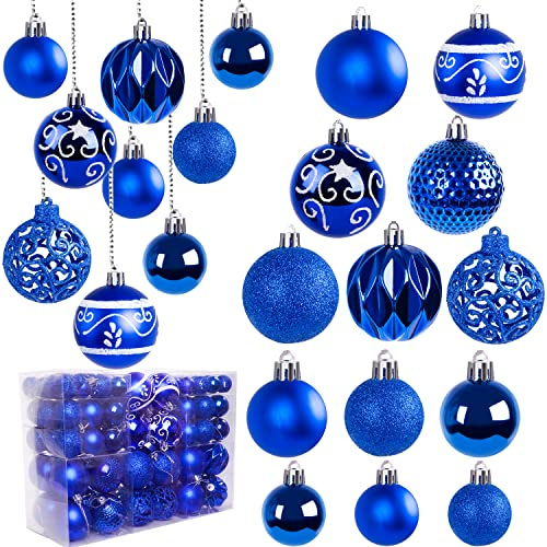 Ywlake Bruchfeste Weihnachtskugel Ornamente Set, 100-pcs Weihnachtsbaum Dekorationen, für Neujahrsparty Hochzeit Feiertag Weihnachtsdekoration (blau)