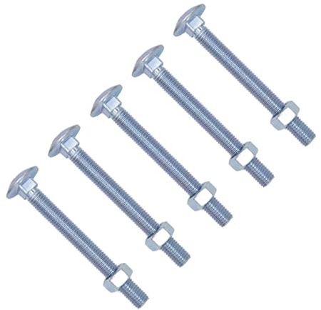 TERF® Bullone a testa tonda quadrata M8 x 30 mm e dado M8 (8 mm) x 30 mm, con dadi esagonali, confezione da 10