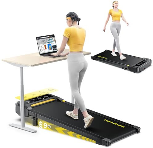 Toputure Walking Pad Treadmill for Home, 9% Incline Under Desk Treadmill, 2.5HP Walking Running Machine with Magnetic Remote & Bluetooth App Control, 100x40cm Belt, LED Display,12 Sports Modes