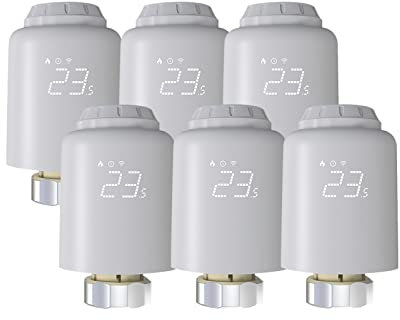 Qiumi WiFi Heizkörper-Stellantrieb, programmierbar, thermostatisch, unterstützt Alexa Googlehome Wifi Direct