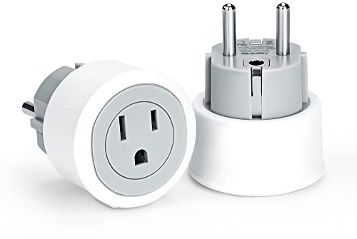 GUNGY Adapter USA Deutschland Stecker Reiseadapter USA auf EU Reisestecker für Amerika Kanada Mexiko Japan Reisen nach Europa Typ E/F Weiß 2 Stück