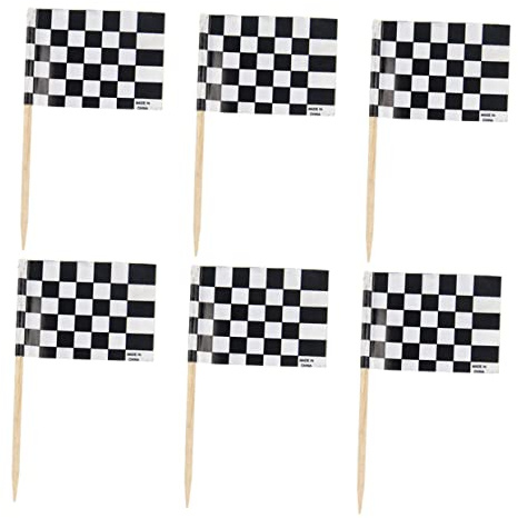 jojofuny Checkered Flag Cake Toppers 24Pcs Racing Cupcake Picks Dessert Decoration for Birthday Wedding Party