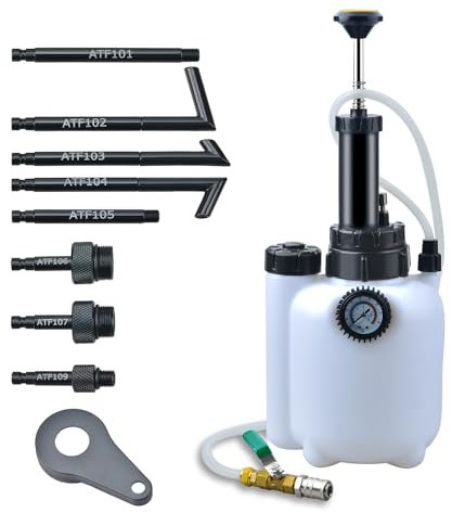 Zoomtools Transmission Fluid Pump(3L), Oil Filling Filler System Fluid Transfer Pump Tool with 8 Aluminum Alloy AdaptersTransmission Fluid Extractor (black)
